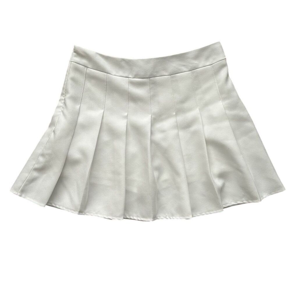 Fashion&byf Women's White Pleated Mini Skirt Size M High Waist Casual - Picture 7 of 7